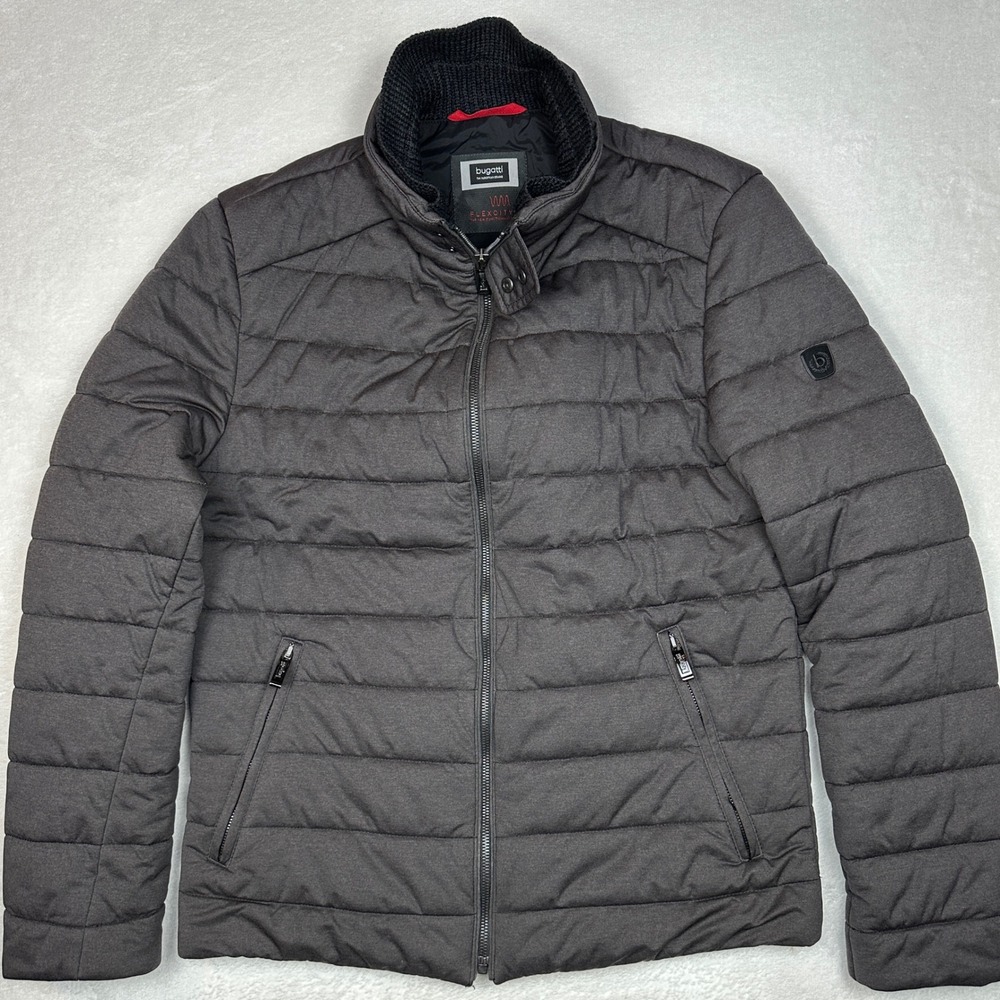 Bugatti Flexcity Puffer Jacket Mens‎ Charcoal Gray Full Zip Quilted Size M